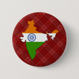 Indien-Flaggen-Karte Größengleich Button