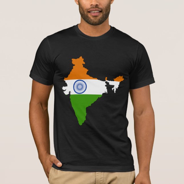 Indien-Flaggen-Karte Größengleich T-Shirt (Vorderseite)