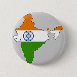 Indien-Flaggenkarte Button