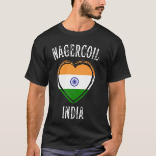 Indien Flaggenstaat Herzschlange Stadt Nagercoil T-Shirt