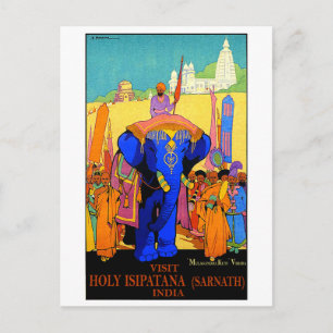 Indien, heiliges Isipatana, blauer Elefant, vintag Postkarte