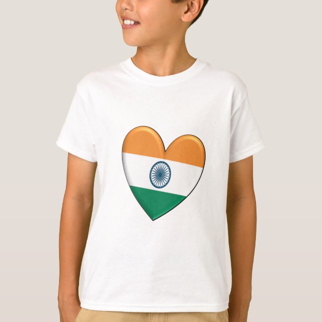 Indien-Herz-Flagge T-Shirt (Vorderseite)