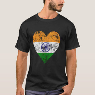 Indien Herz Flagge Vintage Indisch T-Shirt