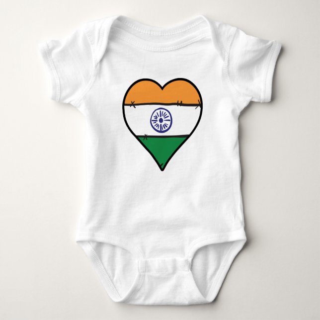 Indien Herz-Indianerflagge Baby Strampler (Vorderseite)