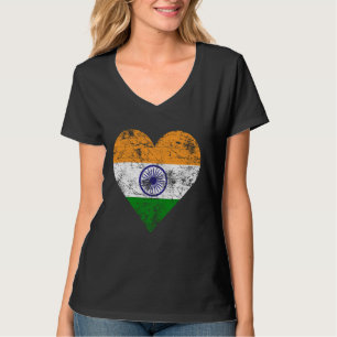 Indien Herzenflagge Vintag Indien T-Shirt