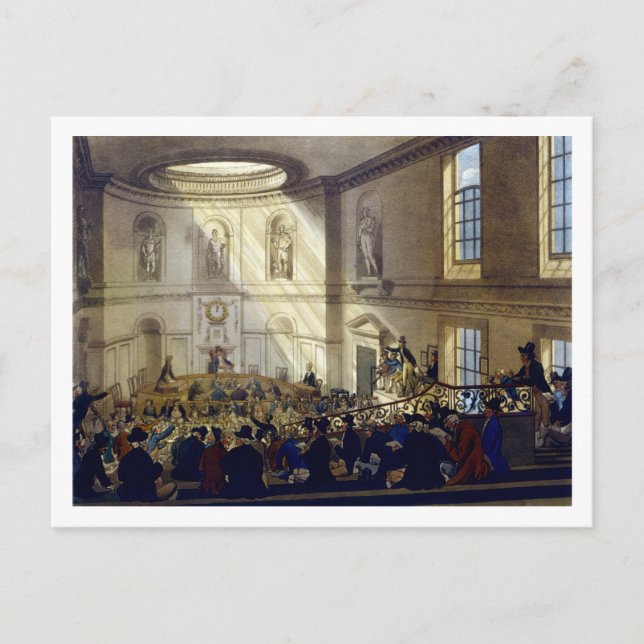 Indien House, The Sale Room, von 'Ackermann's Micr Postkarte (Vorderseite)