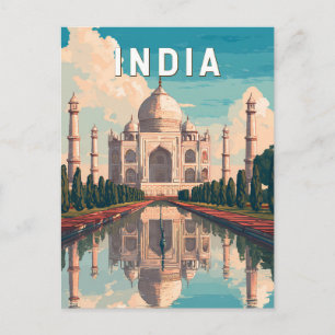 Indien Illustration Reise Kunst Vintage Postkarte