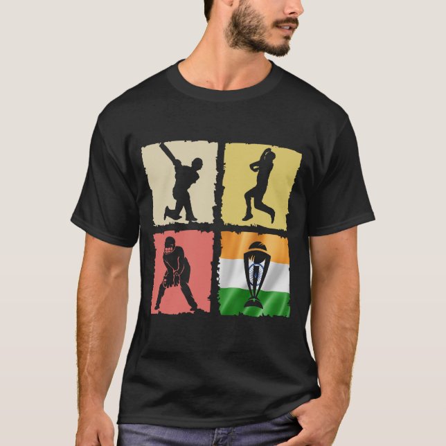 Indien - Indien Cricket - Unterstützung von Indien T-Shirt (Vorderseite)