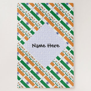 Indien Indische Flagge Kacheln Personalisiert  Puzzle