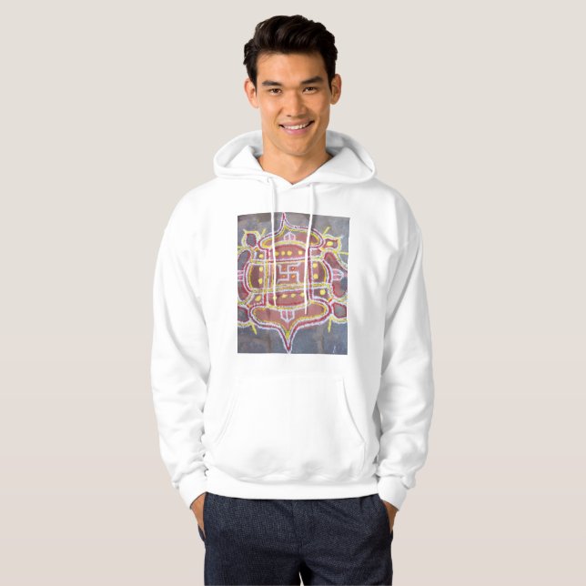 Indien Indische Hindu Religiöse Symbole Rangoli De Hoodie (Vorne ganz)