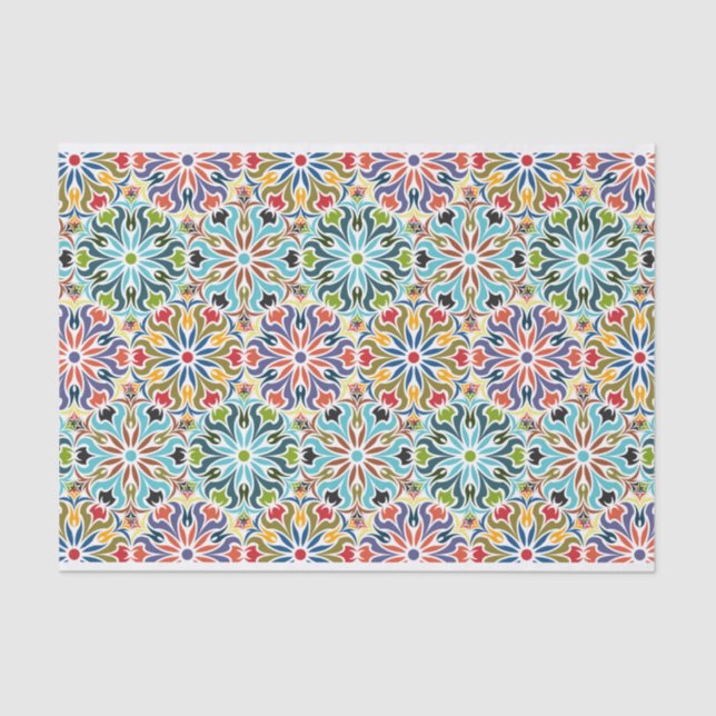 Indien Inspirierte Abstraktes geometrisches Muster Seidenpapier (Vorderseite)