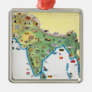 Indien, Karte mit dem Illustrationsdarstellen Ornament Aus Metall