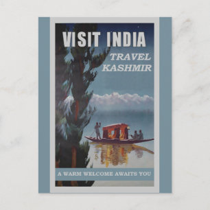 Indien Kashmir Vintage Travel Poster Postkarte