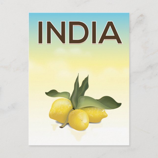 Indien Lemon Reiseplakat Postkarte (Vorderseite)