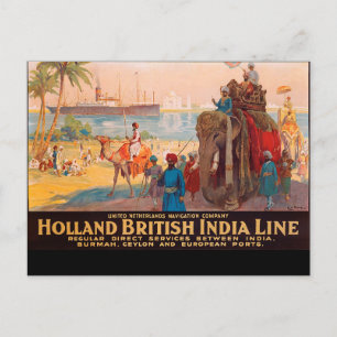 Indien-Linie, Vermieter auf Elefant am Wasser Postkarte