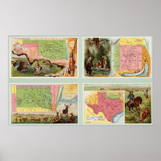 Indien, New Mexico, South Dakota, Texas Poster (Vorne)