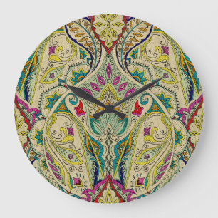 Indien paisley Muster, böhmische Grenze. Große Wanduhr
