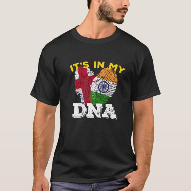 Indien Proud Flag Day Hindi DNA Ashoka Chakra UK E T-Shirt (Vorderseite)