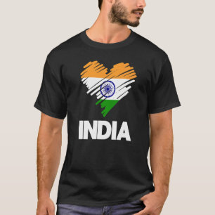 Indien Proud Flag Day Hindi Indian Heart Liebe Hin T-Shirt