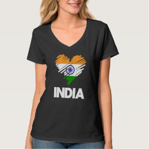Indien Proud Flag Day Hindi Indian Heart Liebe Hin T-Shirt