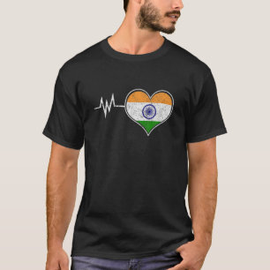 Indien Proud Flag Tag Hinduismus Ashok Chakra Herz T-Shirt