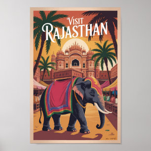 Indien Rajasthan Illustration Reise Kunst Vintage Poster