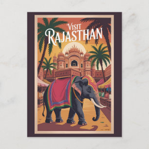 Indien Rajasthan Illustration Reise Kunst Vintage Postkarte
