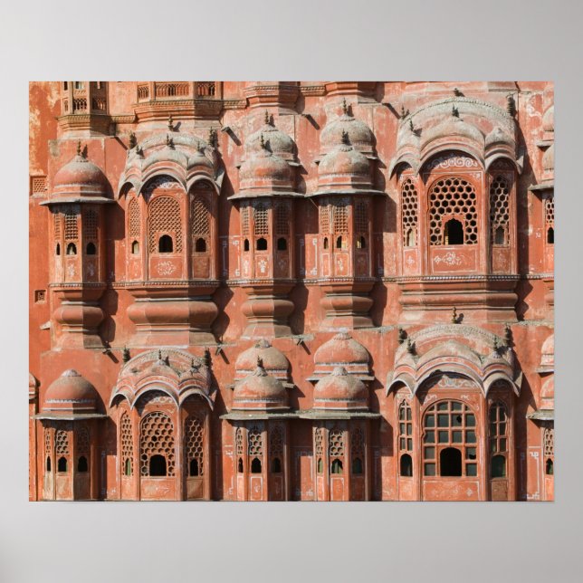 INDIEN, Rajasthan, Jaipur: Hawa Mahal (Palast des  Poster (Vorne)