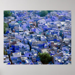 INDIEN, Rajasthan, Jodhpur: Blaue Stadt Jodhpur Poster