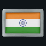 Indien Rechteckige Gürtelschnalle<br><div class="desc">Indische Flagge</div>