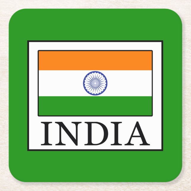 Indien Rechteckiger Pappuntersetzer (Vorderseite)