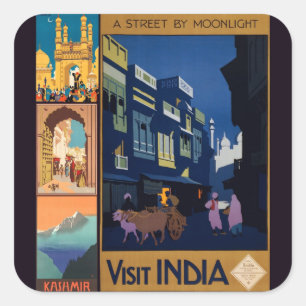 Indien Reiseplakat Collage Aufkleber