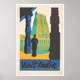 Indien Reiseplakat Indische Kunst Hindu-Tempel Dru Poster