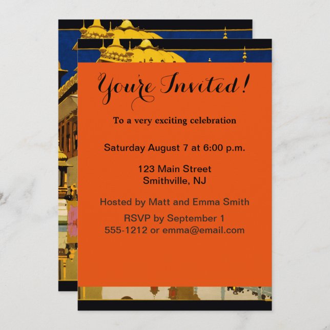 Indien Reiseplakat indische Vintage Kunst Einladung (Vorne/Hinten)