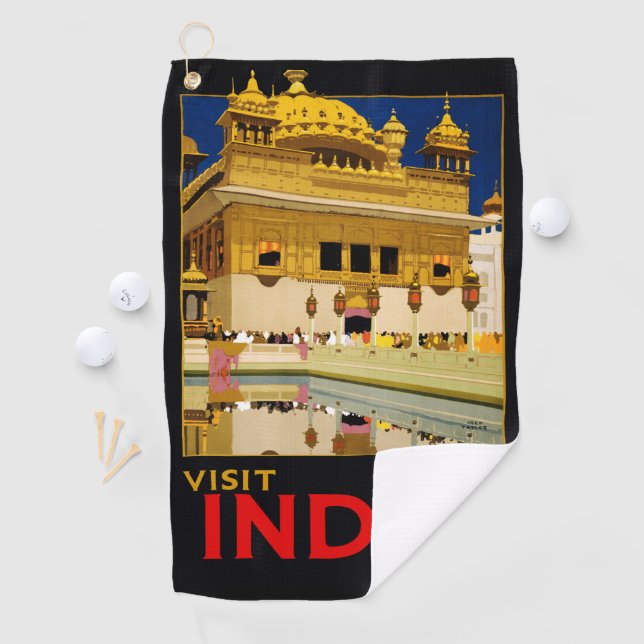 Indien Reiseplakat indische Vintage Kunst Golfhandtuch (Insitu)