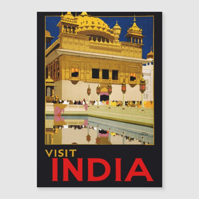 Indien Reiseplakat indische Vintage Kunst Magnetkarte (Vorderseite)