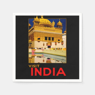 Indien Reiseplakat indische Vintage Kunst Serviette