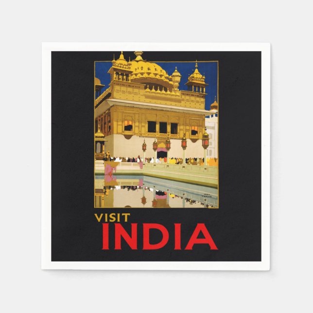 Indien Reiseplakat indische Vintage Kunst Serviette (Vorderseite)