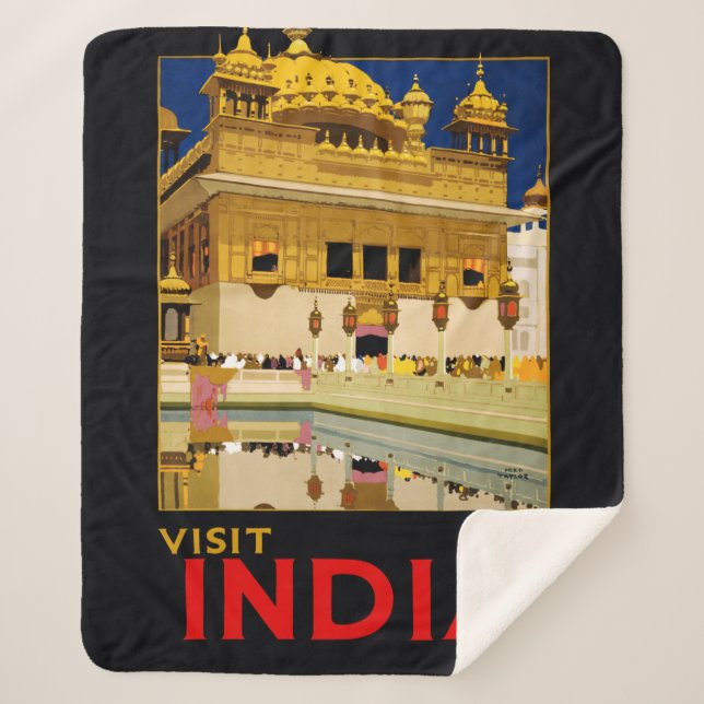 Indien Reiseplakat indische Vintage Kunst Sherpadecke (Vorderseite)