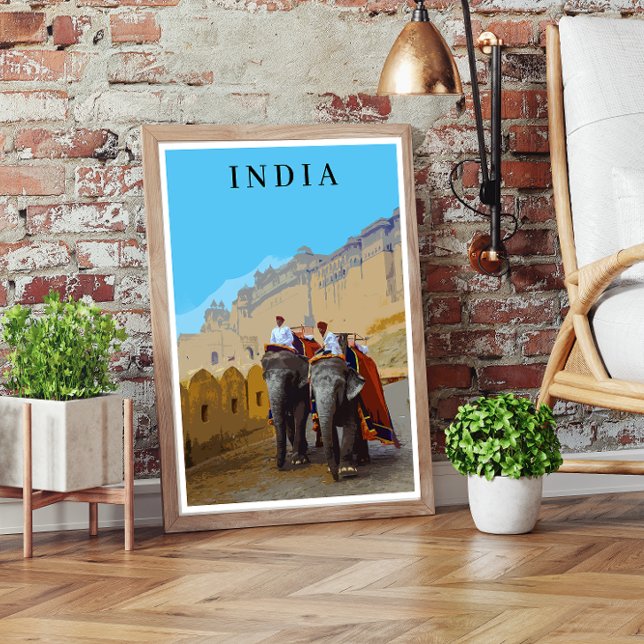 Indien Retro Style Elephants Reisen Poster (Von Creator hochgeladen)