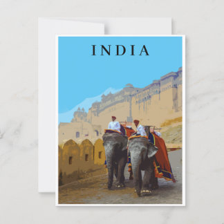 Indien Retro Style Elephants Reisen Postkarte