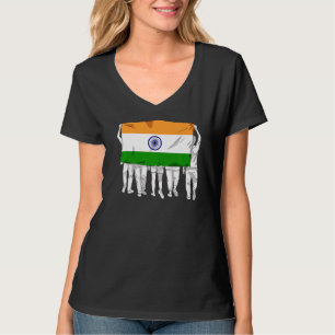 Indien Stolz Tag der Flagge Hindi Land Ashok Chakr T-Shirt