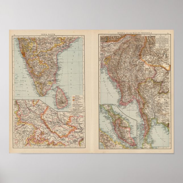 Indien Süd, Birma, malaiische Halbinsel Poster (Vorne)