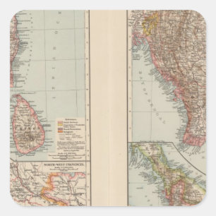 Indien Süd, Birma, malaiische Halbinsel Quadratischer Aufkleber