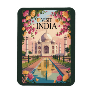 Indien Taj Mahal Illustration Reise Kunst Vintage Magnet