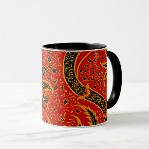 Indien: tiefrotes Vintages Design von William Morr Tasse