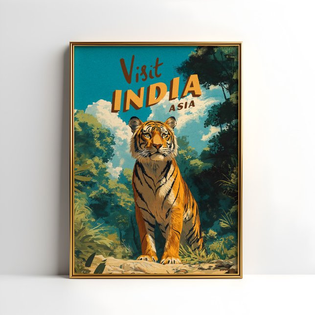 Indien Tiger Vintage Reise Poster (Von Creator hochgeladen)