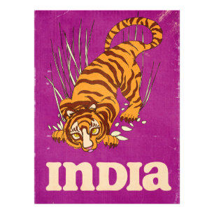 Indien Tiger Vintage-Reiseposter Fotodruck