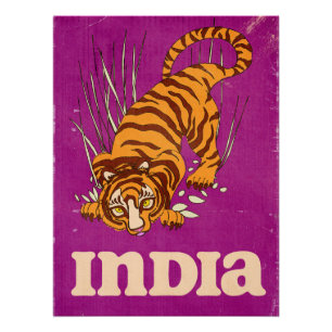 Indien Tiger Vintage-Reiseposter Poster