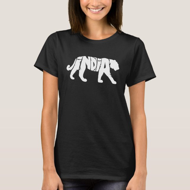 Indien Tiger Word Cooles Tier T-Shirt (Vorderseite)